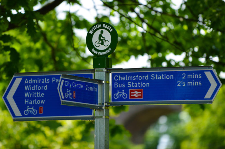 Chelmsford pedestrian street sign
